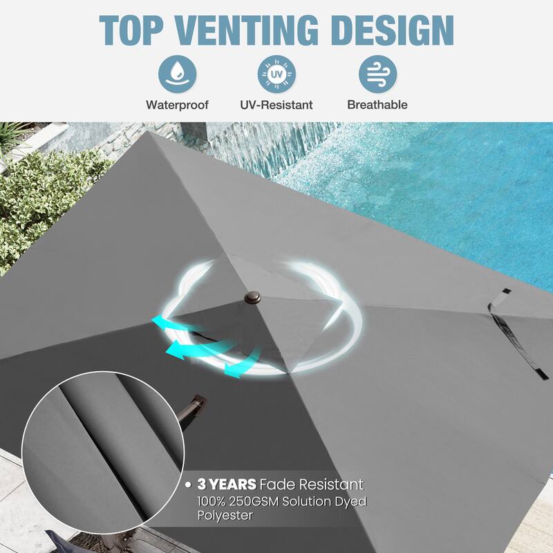 VredHom 9 x 12 FT Outdoor Patio Cantilever-Offset Umbrella with Wheel Base