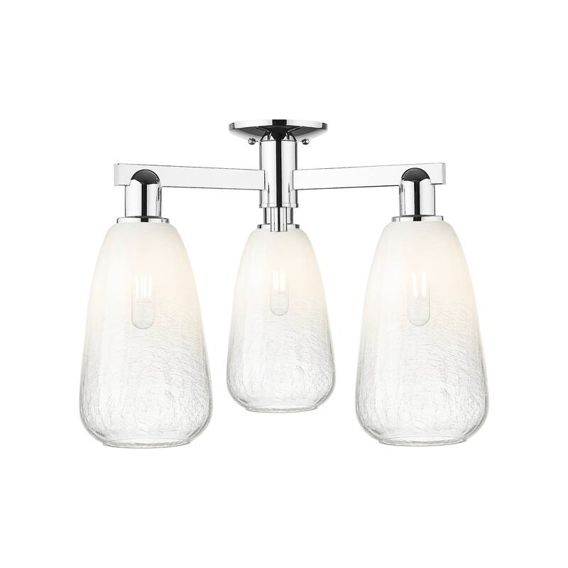 Innovations Lighting 716-3F-15-24 Brookhaven Almond Semi-Flush - Polished Chrome / Opal