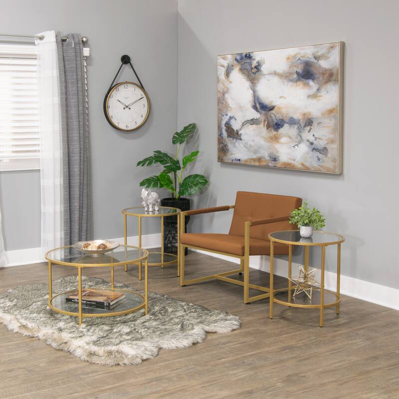 Carbon Loft Heimlich Round Steel/Glass Coffee Table