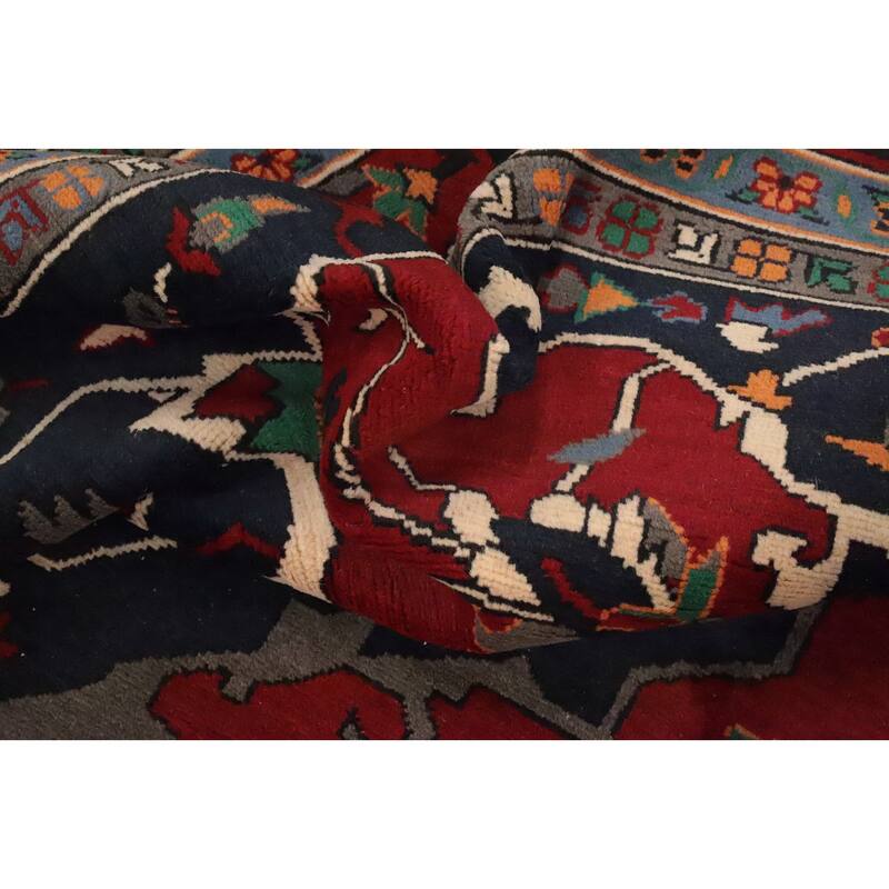 Hand Knotted Oriental 100% Wool Carpet Traditional Medallion Red Heriz (serapi) Area Rug - 11' 8'' X 9' 1''