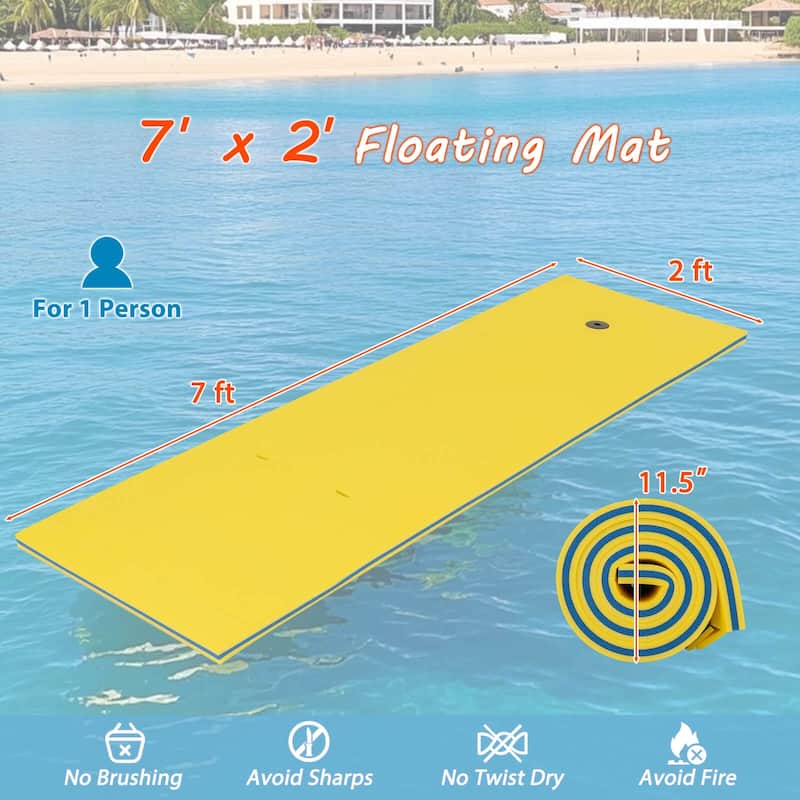 Costway 3-Layer Tear-Resistant Foam Floating Pad Island Water Sports