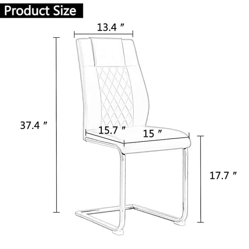 Modern Dining Chairs with Faux Leather Padded Seat with Metal Legs Design for Kitchen, Living, Bedroom, Dining Room Set of 6