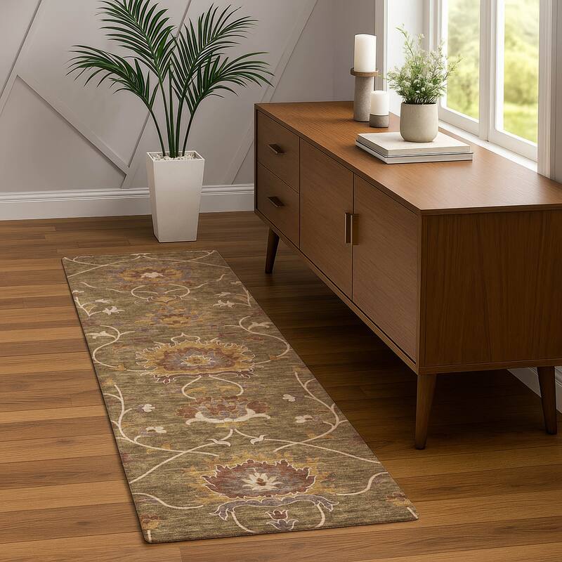 Machine Washable Indoor/ Outdoor Traditional Luna Chantille Rug