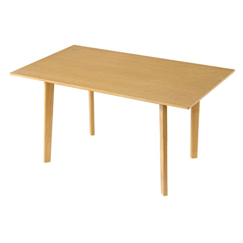 5-Piece Modern Dining Set: Rectangular Solid Wood Table & 4 Upholstered Linen Chairs, Kitchen Table Set