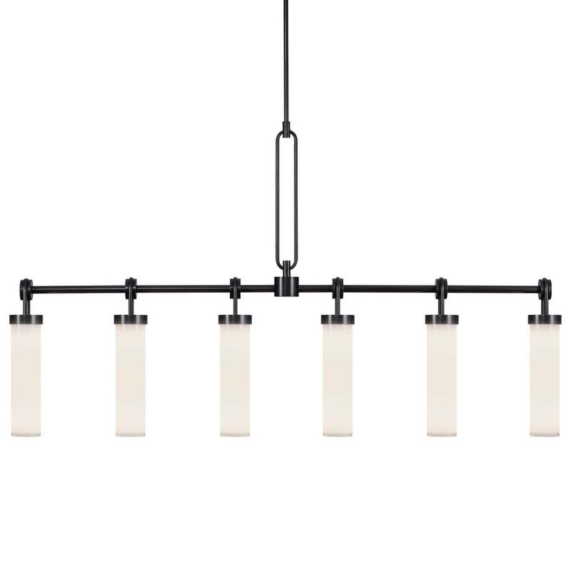 Alora Lighting LP355652 Wynwood 6 Light 52" Wide Linear Pendant - Urban Bronze / Glossy Opal Glass