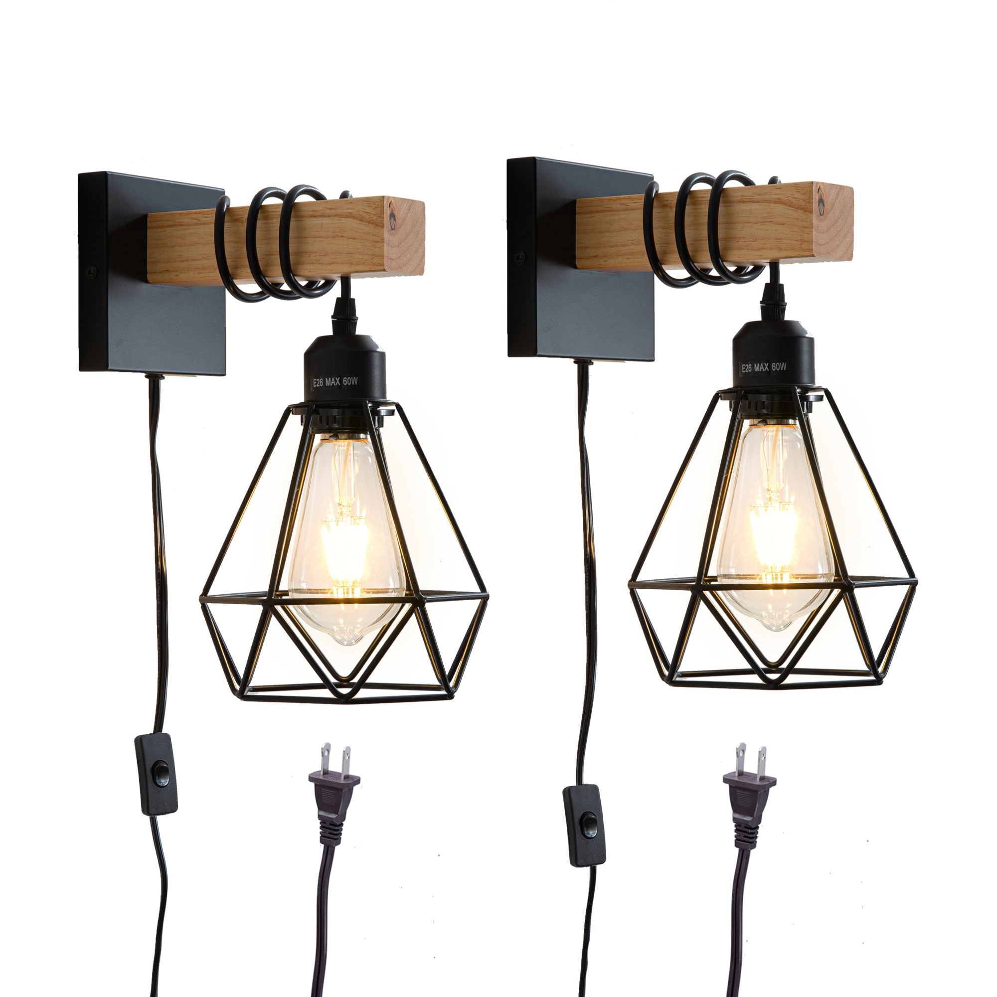 Plug in wall lights industrial 2025