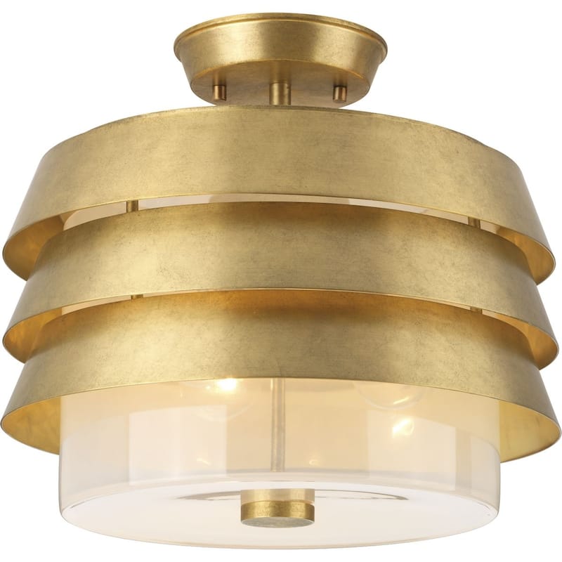 POINT DUME® Sandbar Collection Brushed Brass Semi-Flush Convertible - 15.125 in x 15.125 in x 14.875 in