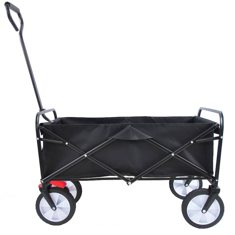 Folding Wagon Garden Shopping Beach Cart with Adjustable Handle