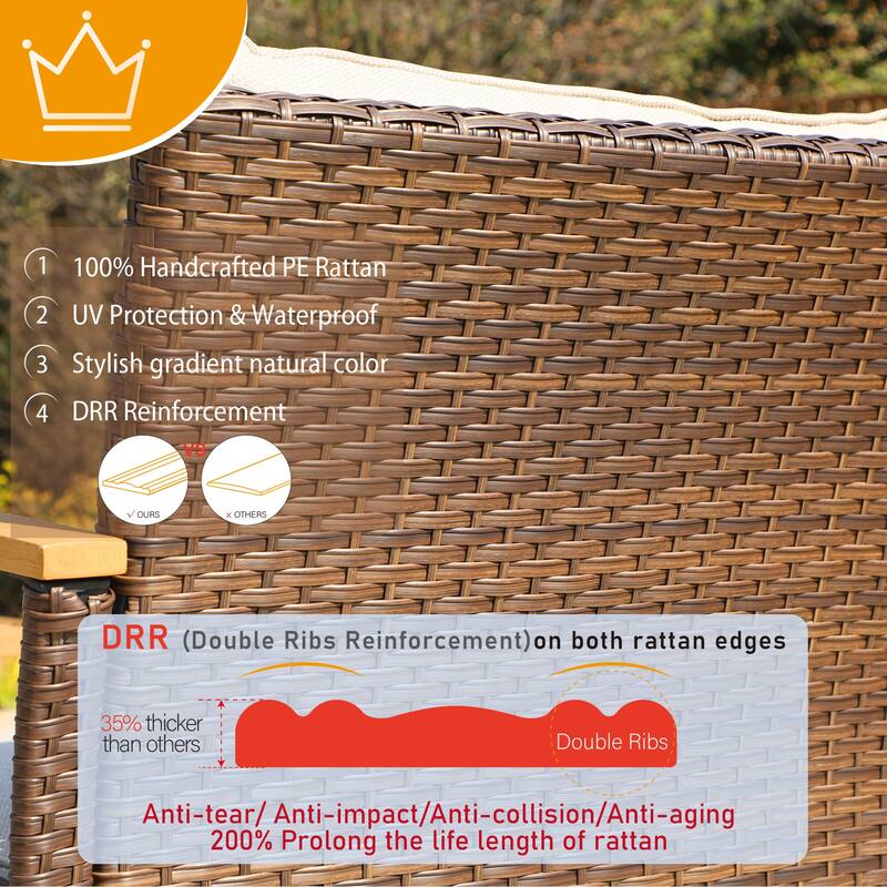 6/9-piece Patio Rattan Wicker Patio Furniture Set Swivel Rocking Chair Conversation Set