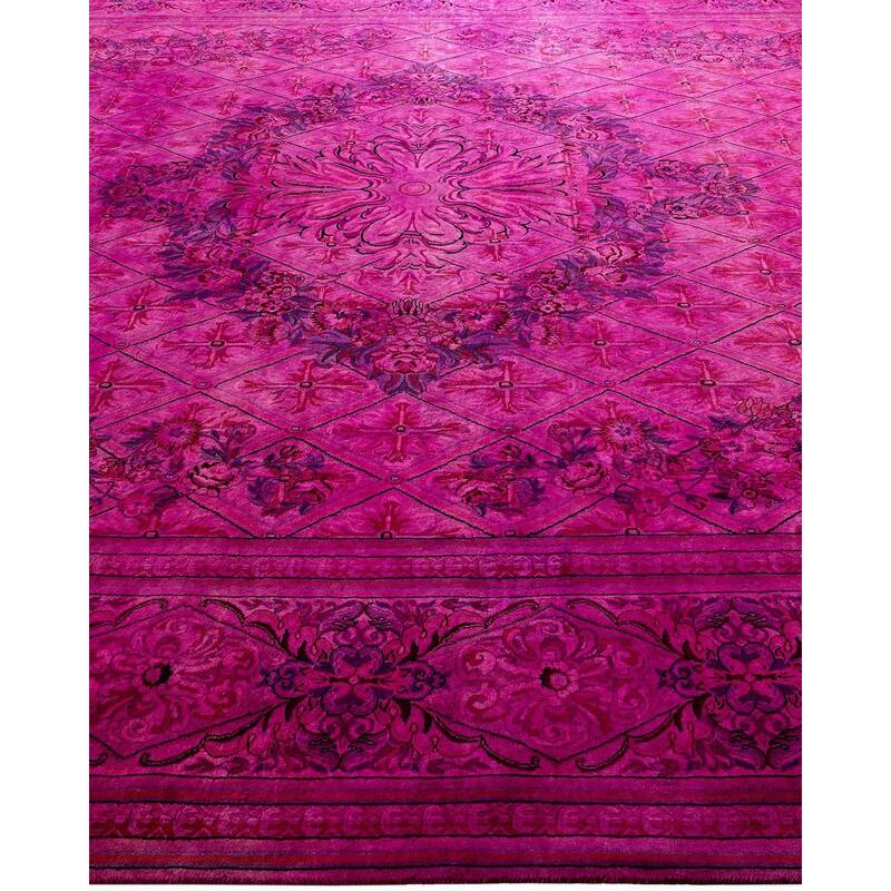 Fine Vibrance One-of-a-Kind Hand-Knotted Area Rug - Pink, 9' 1" x 12' 3" - 9' 1" x 12' 3"