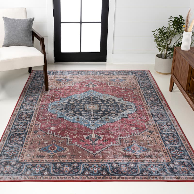 JONATHAN Y Kemer Ogee Medallion Machine Washable Area Rug