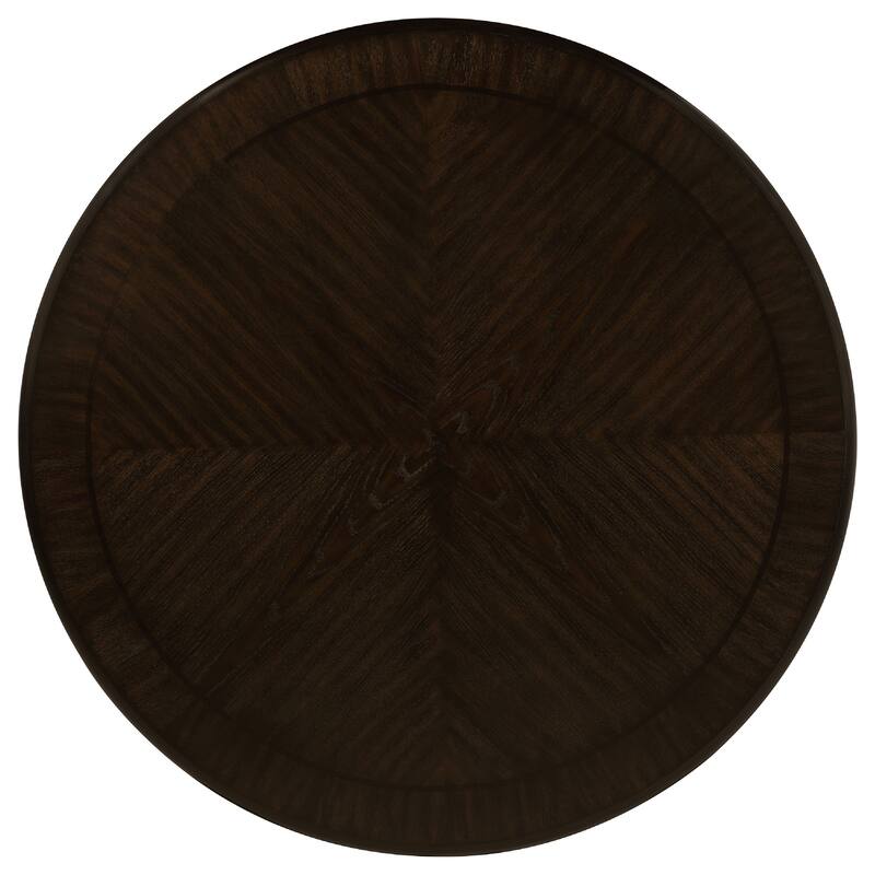 Tipa 5pc Dining Table Set, Dark Brown Round Wood Top, Storage Base