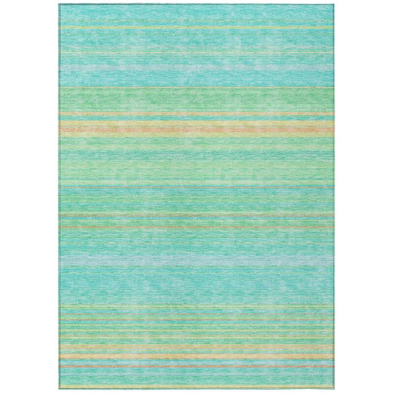 Machine Washable Indoor/ Outdoor Ombre Stripes Chantille Rug