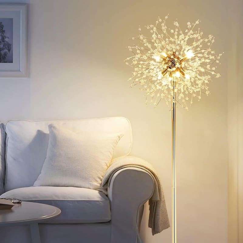 Crystal Floor Lamp for Bedroom, Floor Lamp for Living Room, Elegant Standing Lamp, 69" Tall Pole Lamp, Modern Floor Lamp