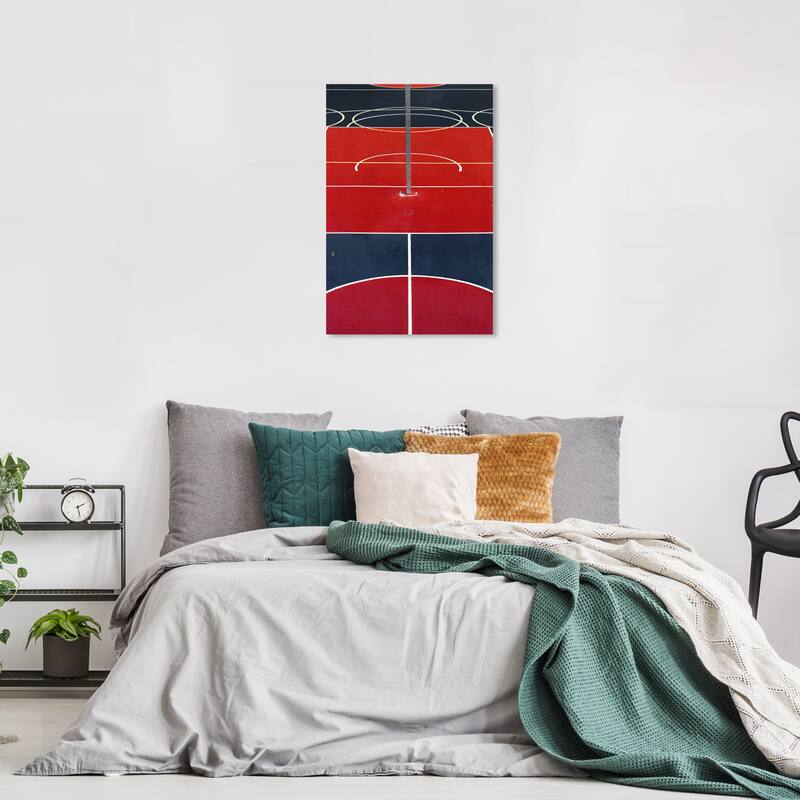 Wynwood Studio Canvas Abstract Geometric Court Blue and Modern & Contemporary Wall Art Canvas Print - 24 x 16