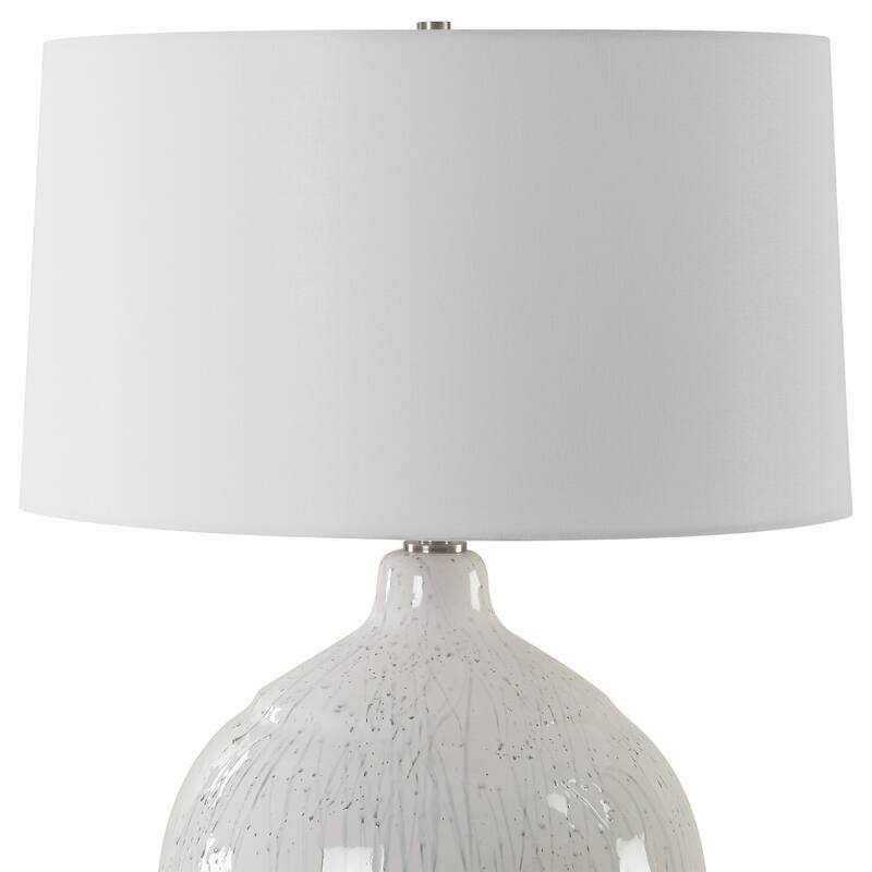 Ceramic Glossy Table Lamp with White Tapered Shade - 25.75" - White