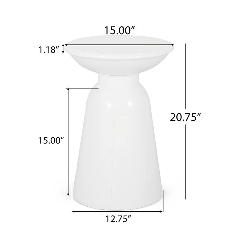 Roomfitters Outdoor Metal Side Table with Sculptural Flared Base, Weather-Resistant Accent Furniture