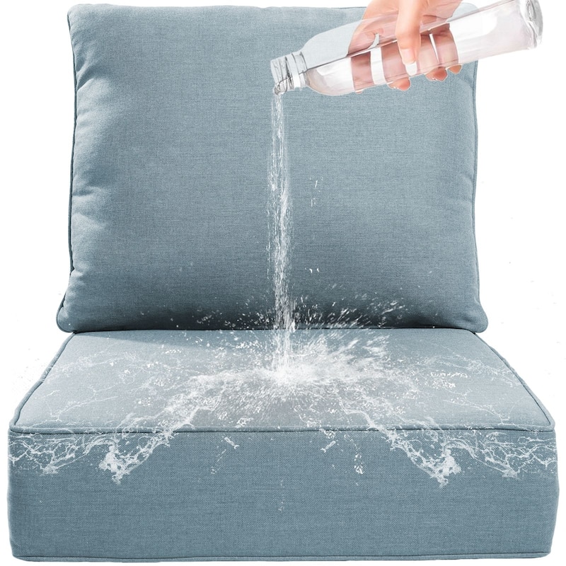 22" W x 24" D x 6" T Water & Fade Resistant Outdoor Lounge Chair Replacement Cushion Set