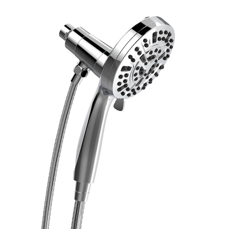 High Pressure 9-Spray Magnetic Handheld Shower Head, Wall Mount Shower Head with Mineral Filter Beads - Polished Chrome