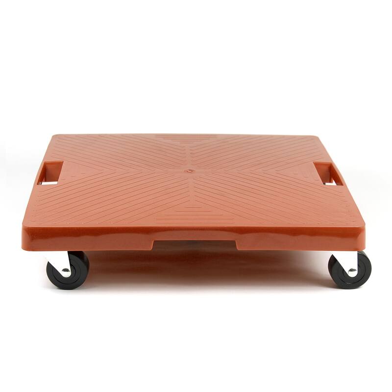 DeVault Enterprises 16" Terra Cotta Square Plant Dolly with Handle - HDPE with Steel Casters and Rubber Wheels