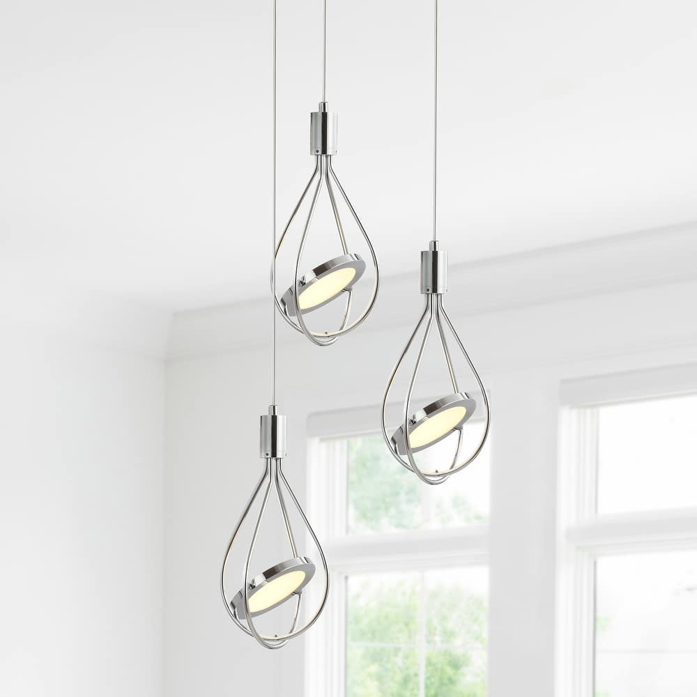 Orion 11.5" 3-Light Adjustable Integrated LED Cluster Pendant, Chrome by JONATHAN Y