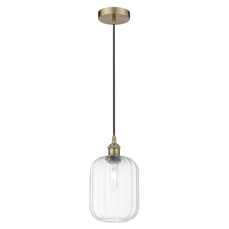 Innovations Lighting Endless Possibilities Edison - Preston - 1 Light 7" Jar Shade Cord Hung Mini Pendant - Antique Brass/Clear