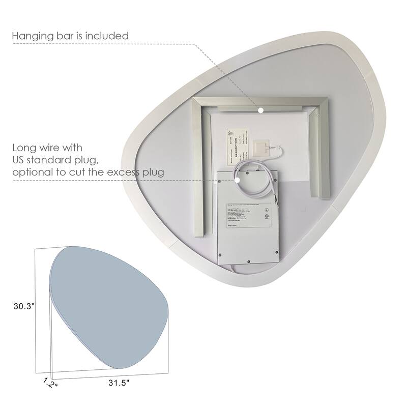 Altair Rasso Novelty Frameless Modern Bathroom Vanity LED Lighted Wall Mirror