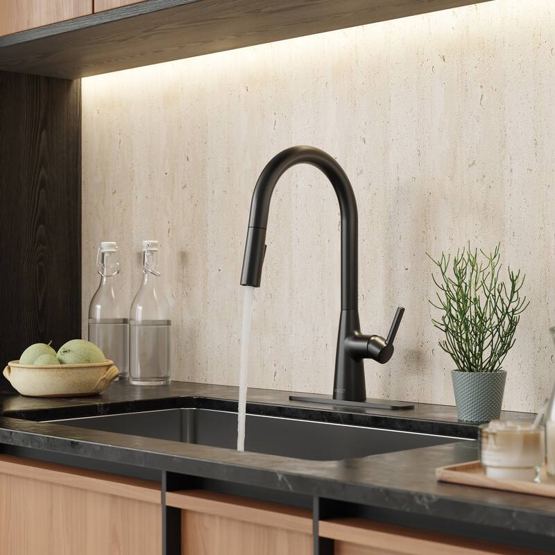 Modern Touchless Matte Black Pull-Down Kitchen Faucet
