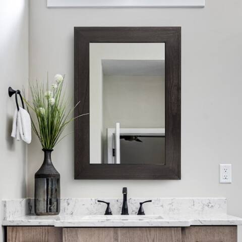 Wooden Framed Wall Mirror, Natural Wood Bathroom Vanity Mirror Multicolor - 24" x 36"