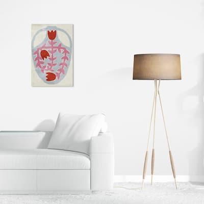 Wynwood Studio Canvas Floral and Botanical Floral Vase Red and Farmhouse Wall Art Canvas Print