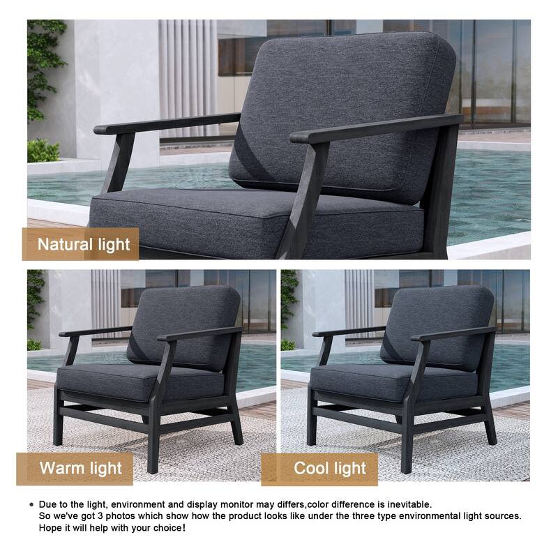 2 Set Patio Teak Wood Outdoor Chair with Cushions