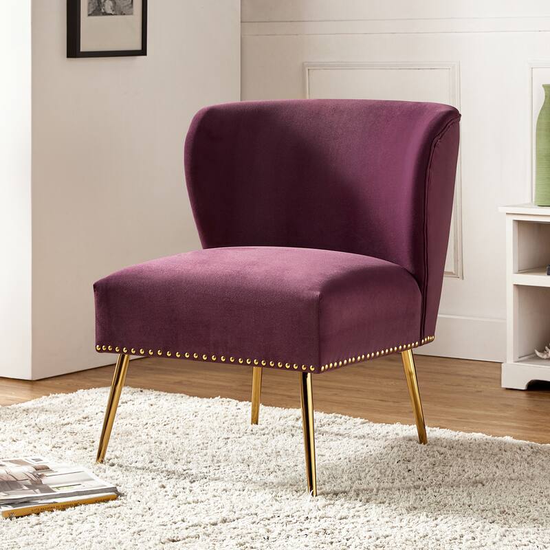 Celtia Modern Velvet Accent Side Chair with Nailhead Trim by HULALA HOME