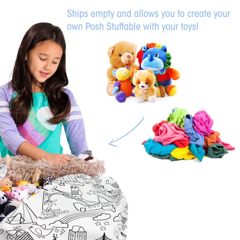 Kids' Stuffed Animal Storage Bean Bag Chair Cover or Toy Organizer