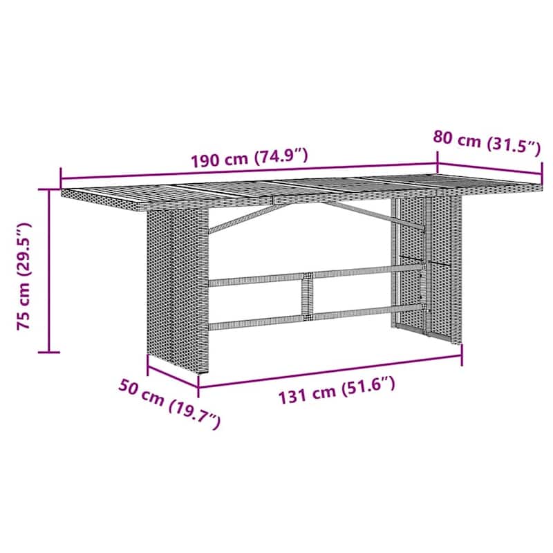 vidaXL Patio Dining Set with Cushions Table and Chairs Outdoor Black Poly Rattan - 23.2 x 22 x 36.2