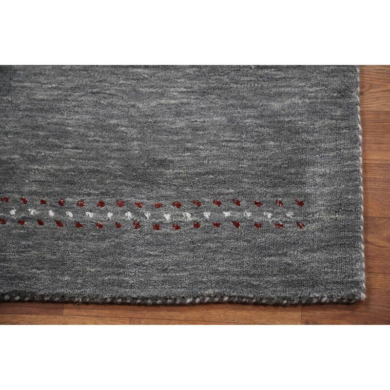 Hand Knotted Oriental 100% Wool Carpet Tribal Tribal Greys & Charcoal Gabbeh Area Rug - 4' 11'' X 3' 0''