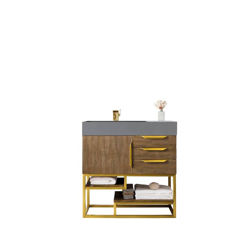 James Martin Vanities Columbia 36" Single Vanity, Latte Oak with Radiant Gold Hardware