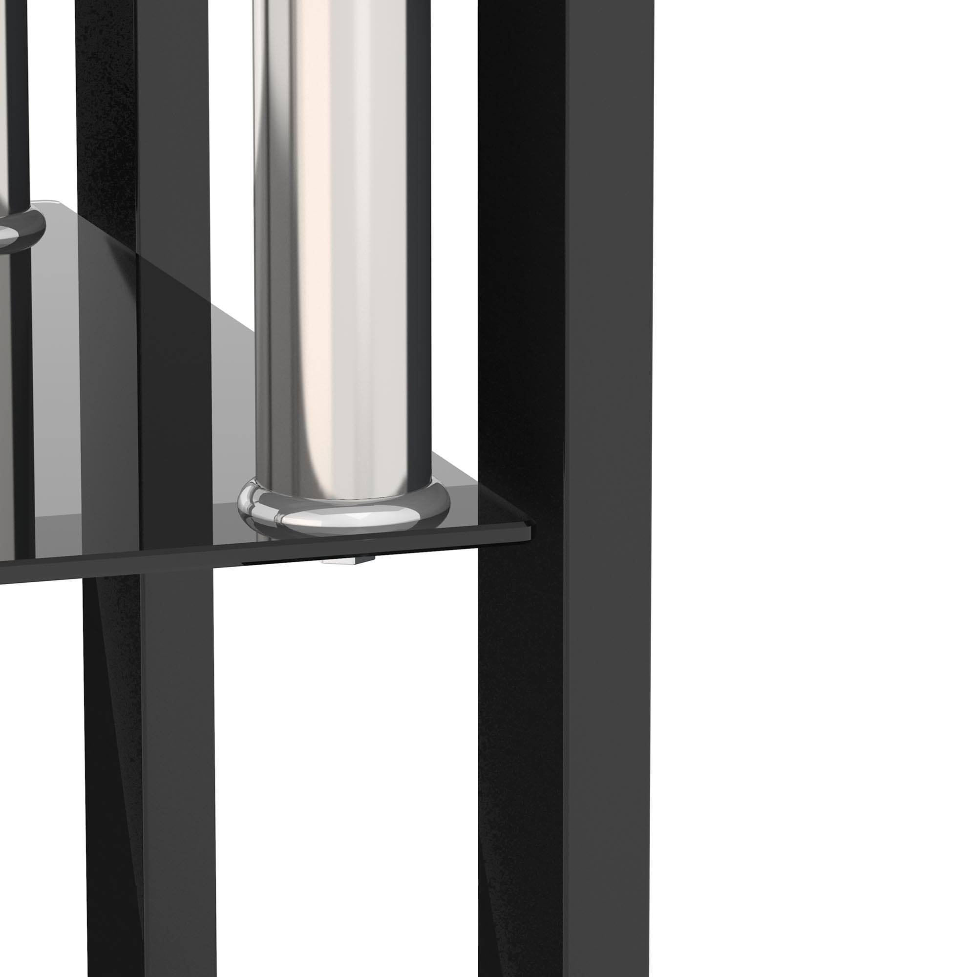 Modern Black Tempered Glass Coffee Table, 2Tier Square End Table Bed