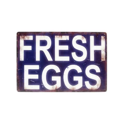 Fresh Eggs Unique Farmhouse Metal Tin Sign 12" x 8" - 12" X 8"