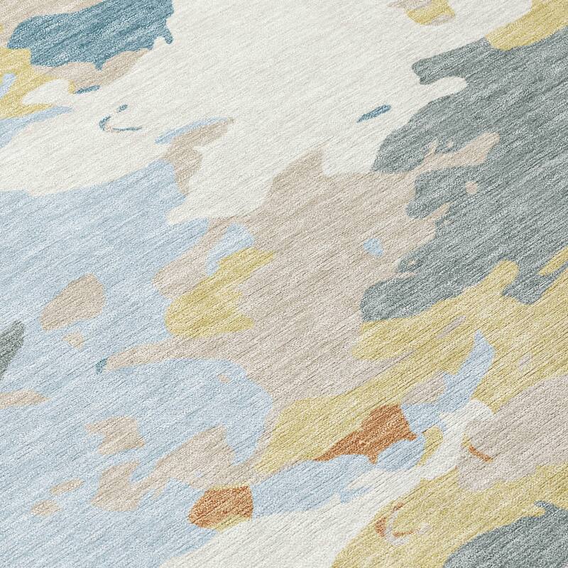 Machine Washable Indoor/ Outdoor Abstract Mexi Chantille Rug