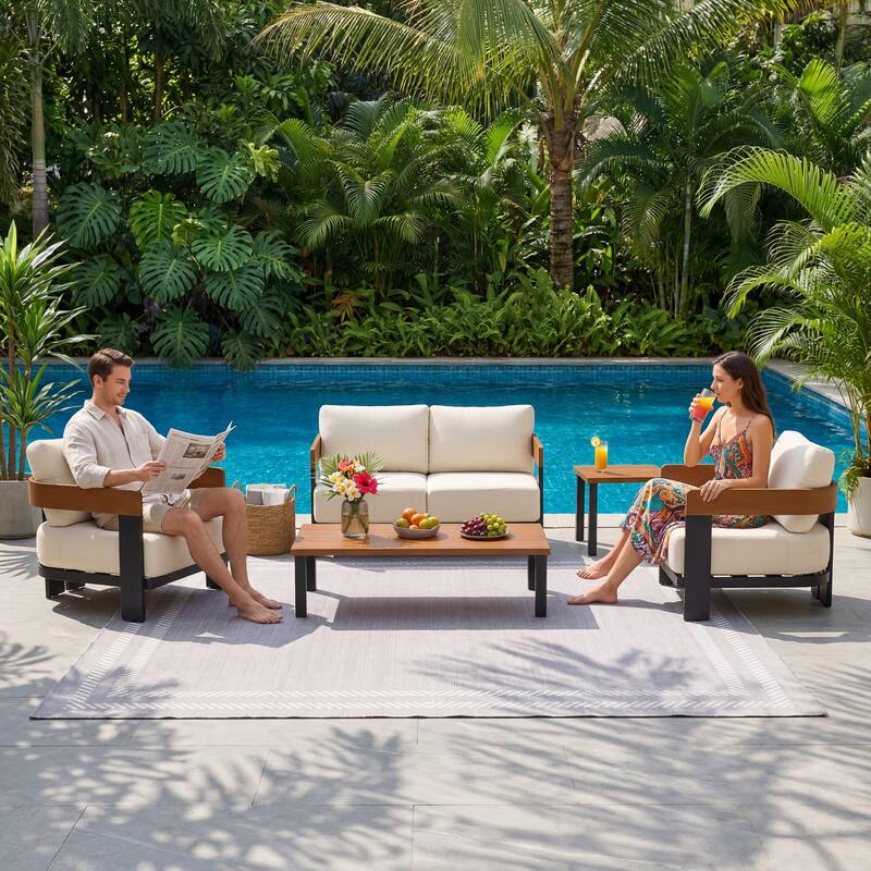 5-Piece Outdoor Patio Sofa Set with Coffee Table & Side Table