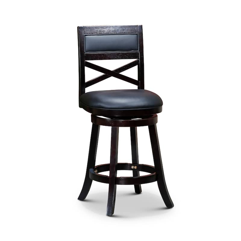 DTY Indoor Living Meeker X-Back Swivel Stool - Espresso Finish/Black Bonded Leather - Counter Height - 23-28 in.