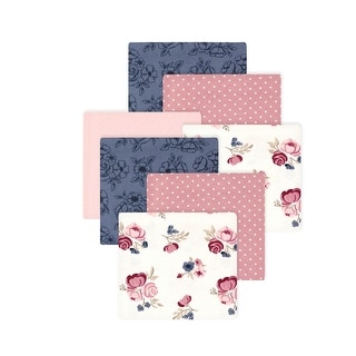 Little Treasure Hudson Baby Girls Cotton Poly Flannel Receiving Blankets Multipack, Pink Dusty Rose Floral, 30x30 inches