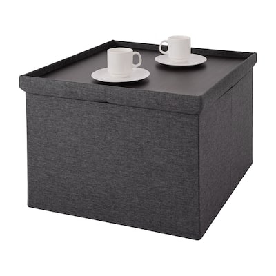Seville Classics XL Square Storage Ottoman, Modern Gray