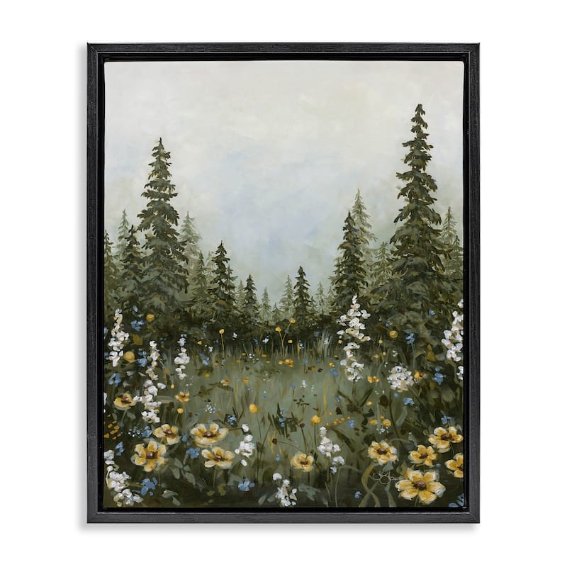 Stupell Forest Meadow Clearing Framed Floater Canvas Wall Art Design By Hollihocks Art - 17 x 21 - Black