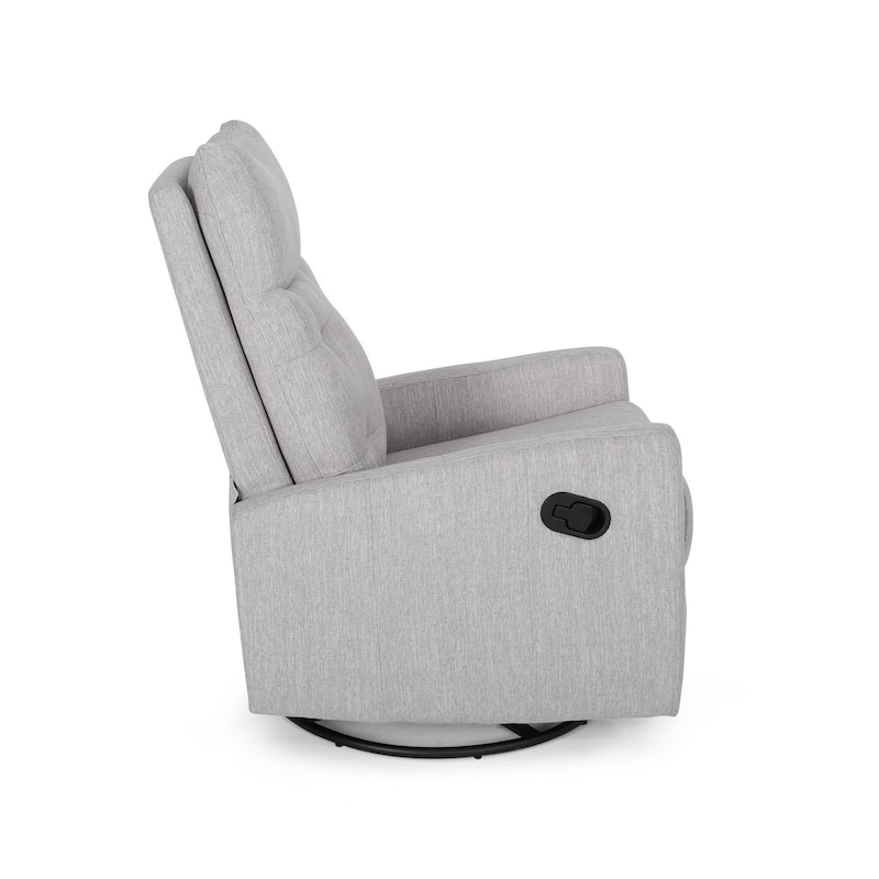 Manual Glider Swivel Recliner Chair, Tufted Split Design, Light Gray