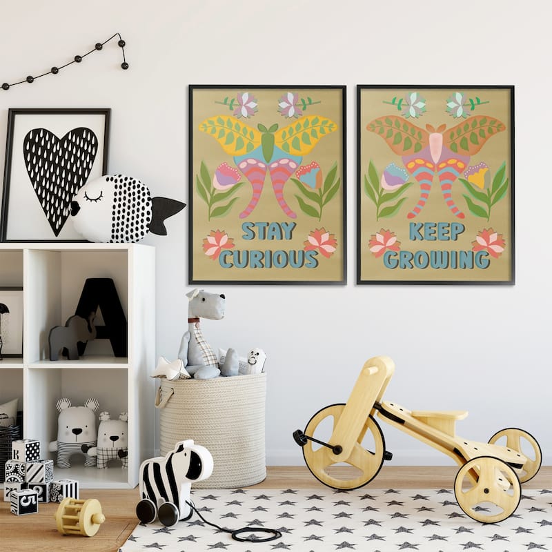 Stupell Stay Curious & Keep Growing Framed Giclee Art Design By Julia Fox (Set of 2)
