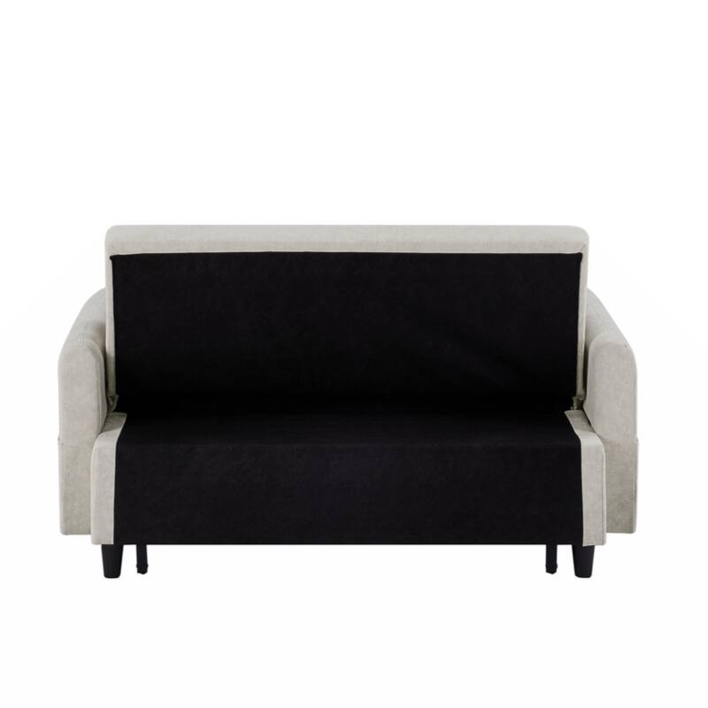 55.1" Pull Out Sleep Sofa Bed Loveseats Sofa Couch with Adjsutable Backrest,Storage Pockets,2 Soft Pillows,USB Ports,Beige