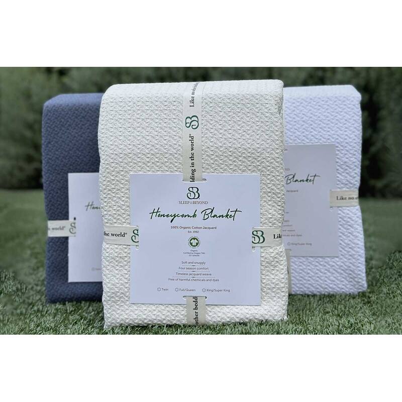 Sleep & Beyond Organic Cotton Honeycomb Jacquard Blanket - Ivory