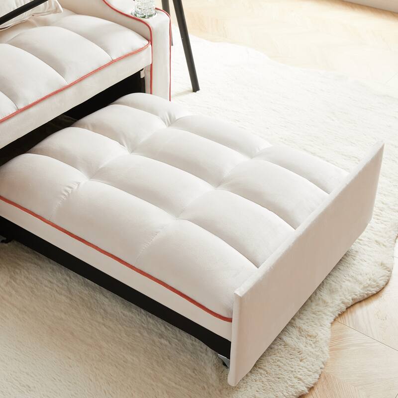 Convertible Pull-Out Chair Bed with USB Ports, Adjustable Backrest & Cup Holder
