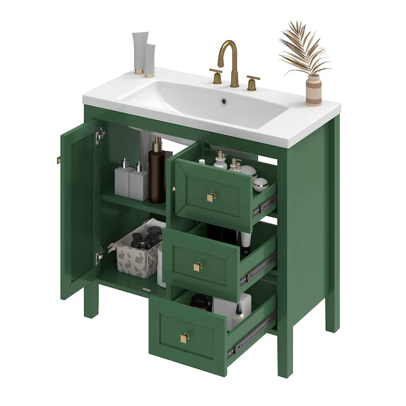 Moasis 36"/42" Bathroom Vanity with Sink Set and 2 Soft-Closing Doors & 3 Drawers